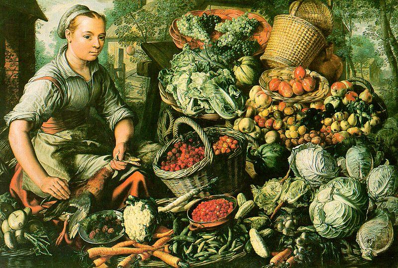 Joachim Beuckelaer Market Woman with Fruits, Vegetables and Poultry oil painting image